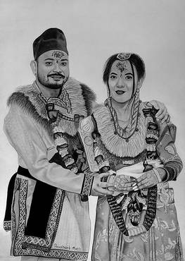 Wedding Couple Sketch A3